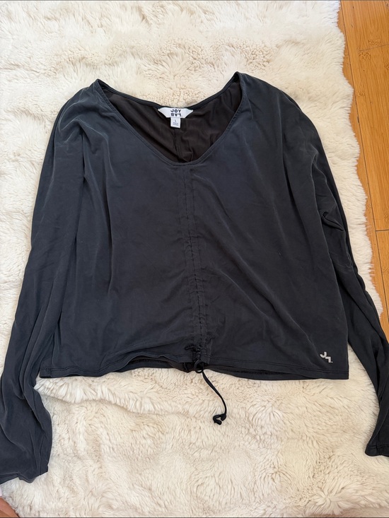 JoyLab Tops - JoyLab Black V-Neck Long Sleeve Drawstring Hem Top